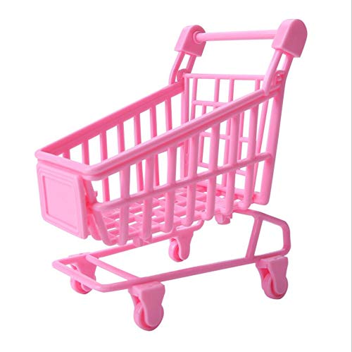 Preisvergleich Produktbild Mini Einkaufwagen aus Plastik Rosa Lippenstift Largerung Organizer Aufbewahrungsbox Supermarkt Schubkarre für Kinder Gitterwagen Spielzeug Einkaufstrolley,10cm 12cm 6cm