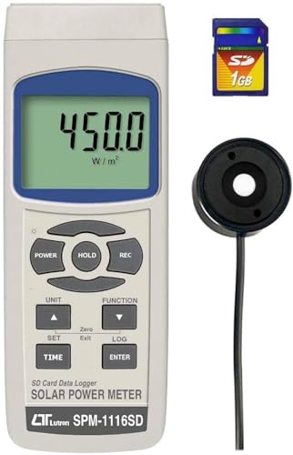 Portable Real Time Datalogger Type Solar Power Meter for Meteorology Agriculture Solar Radiation, Solar Power Research Physics & Optical Laboratories | Model: Lutron SPM- 1116SD