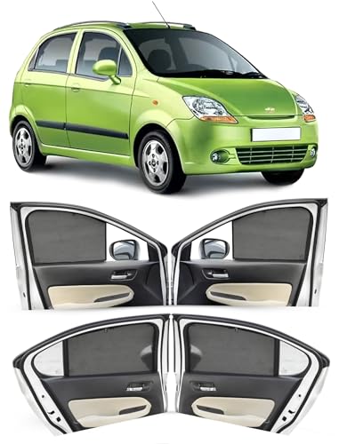 Image of Autofact Car Sunshades for Chevrolet Spark, UV Protection, Useful Car Accessories, Custom fit Sun Shades for Side Windows, Set of 4