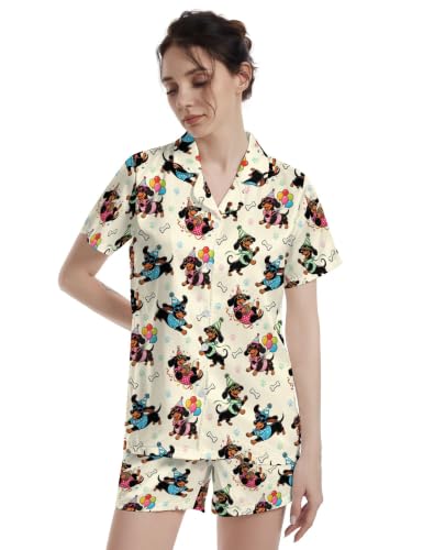 Image of Womens Pajamas Sets Short Sleeve Short Sleeve Pjs Lounge Set Ladies Outfits