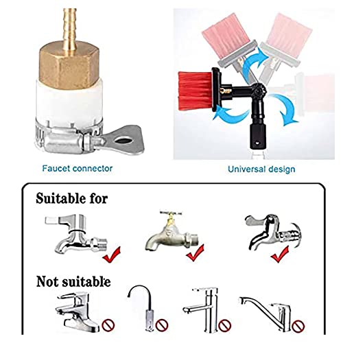 Cepillo para Limpiar Cristales Kit de Poste telescópico para Suministro de Agua doméstico Cepillo Giratorio para Paneles solares Paneles solares fotovoltaicos, Poste par