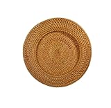 MadeTerra S Woven Charger Plates, Rattan Placemats for Dining Table, Handmade Natural Placemat, Trivet for Dinner (Brown, Tight Weave)