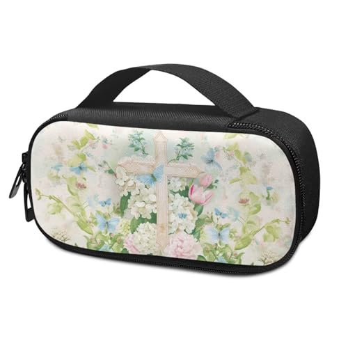 ASQVTIFE Flowers and Cross Insulin Cooler Travel Case Diabetic Insulin Cooler Diabetes Testing Kit Case Insulin Pen Portable Medical Cooler Bag for Diabetes and Other Diabetic Supplies