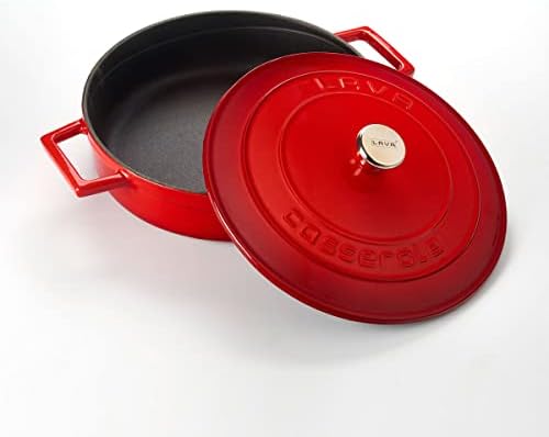 Lava Döküm Çok Amaçlı Yayvan Tencere, Trendy, 24cm, Kırmızı - Görsel 3