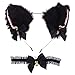 Holibanna Orejas de Gato de Peluche Diadema Orejas Peludas Orejas Negras Lindas Bandas para El Pelo con Cuello de Campana de Encaje Accesorio de Pelo Lolita para Chica Mujer Fiesta Favores