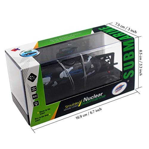 Tipmant Mini RC Submarine Remote Control Boat Ship Military Model Electric Water Toy Waterproof Diving Kids Gift Black