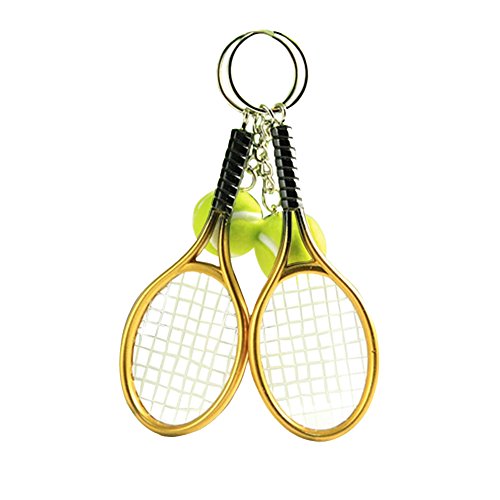 Preisvergleich Produktbild Gespout Schlüsselbund Frau Anhänger Schlüsselbund Unisex Auto Keychain Legierungen Schlüssel Kreis Handtasche Dekoration Tennisschläger Muster 1 Stück 10cm Gold