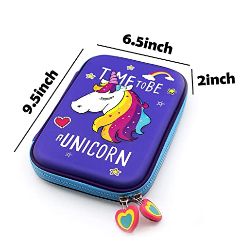 Image of Party Propz Polyester Unicorn Hard Case Pouch, Unicorn Pencil Box Stationery Box Pencil Case Pencil Case For Boys & Girls Pencil Pouch 3D Hardtop Eva Pencil Case, Multicolor