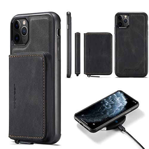Étui portefeuille iPhone 11 noir avec porte-cartes magnétique détachable