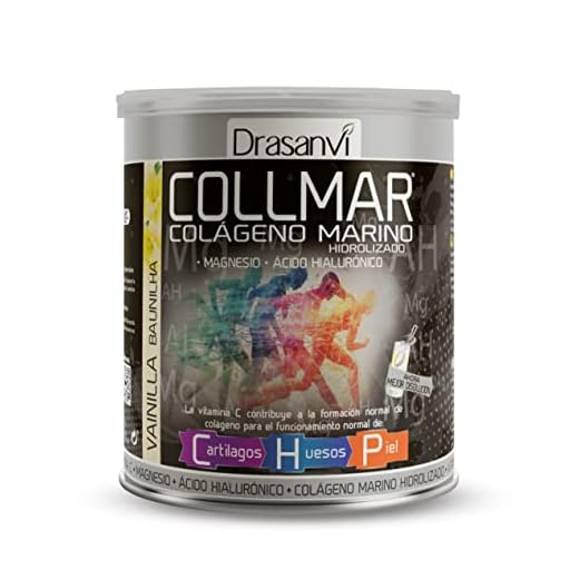 Drasanvi COLLMAR Colágeno Marino Hidrolizado con Ácido Hialurónico, Magnesio, Vitamina C | para cartílagos, huesos y piel | Sin edulcorantes |Alta dosis 9.717 mg/dia |300g de polvo | Sabor Vainilla