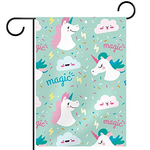 Drapeau de jardin licorne et nuages pour créer un univers féerique dans votre cour