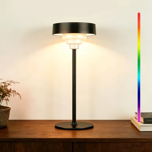 LXMSTTYT Embar Puzzle lamp with Portable RGB stepless dimming 5400mAh Battery Operated Lamps Battery Level Display LED Memory Function Suitable for Restaurant Bedroom Cafe and Home