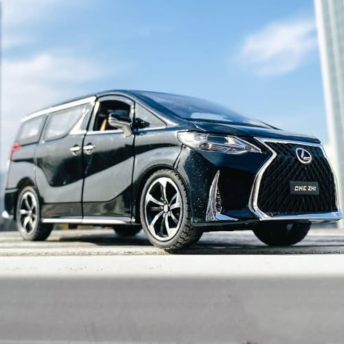 Image of Model Car 1 /24 Lexus LM300 Alloy Pull Back Metal Collectible Toy Car with Light and Sound Toy Vehicle Door Can be Opened-Black (Black)