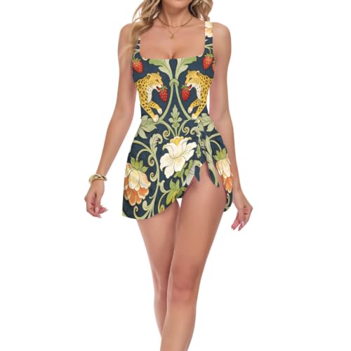 Maillot de bain pour femme motif léopard William Morris avec shorty