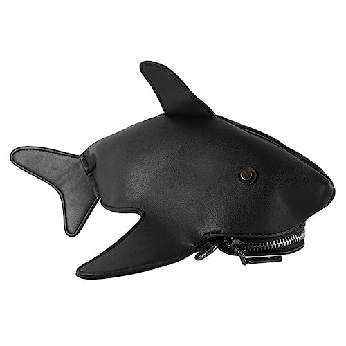 Sacoche bandoulière requin femme cuir pu noir petit sac main original OUNONA