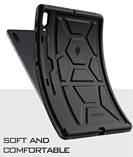 Poetic Turtleskin Heavy Duty Case For Galaxy Tab S7 Fe 12.4 Inch 2021 / Galaxy Tab S7 Plus 2020 With S Pen Holder, Rugged Shockproof Drop Protection Kids Friendly Silicone Cover Case, Black #TOP5