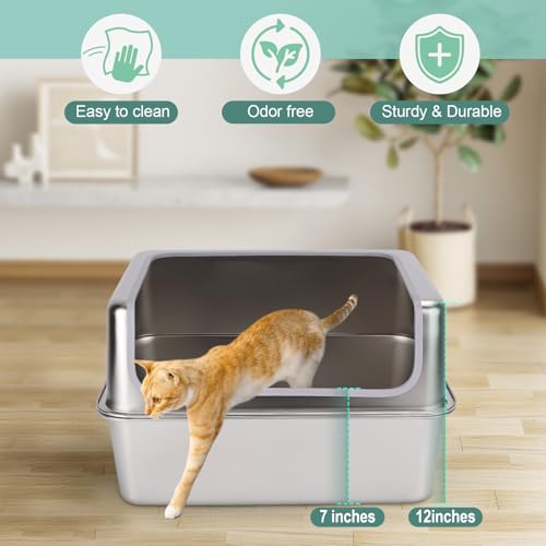 Arenero XL de Acero Inoxidable para Gatos con Tapa Metálica miniatura 3