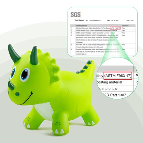 EVERICH TOY Kids Dinosaur Bouncy Animal Toys, Inflatable Triceratops Bouncer, Ride on Bounce Hopper, Indoor Outdoor Activity Birthday Gift for 18 Months 2 3 4 Years Old Boys by EVERICH TOY - Image 5