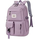FIORETTO Lightweight School Backpack Womens, Cute School Bag for Teenager Girls, 15.6 Laptop Rucksack Backpack for School Casual Daypacks Travel Backpack for College Work Purple 25L