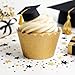 Koyal Wholesale Gold Cupcake Wrappers Glitter Scalloped Cupcake Wraps for Weddings, Birthdays, and Christmas, Decorative Glitter Gold Cupcake Holders for Dessert Tables Graduation Displays, Set of 50