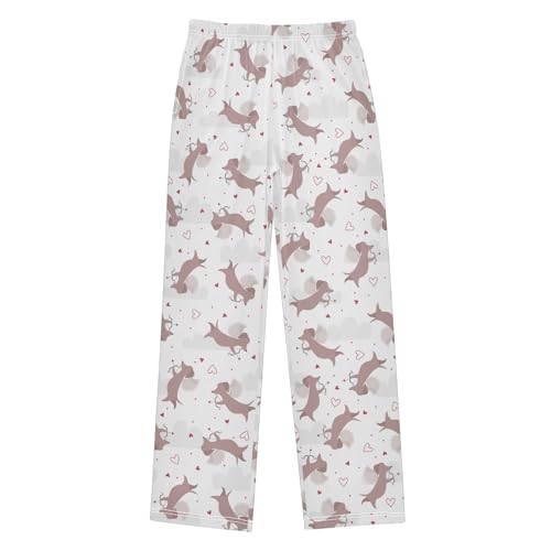 Boys' Pants Dachshund Dog Valentines Day Long Bottoms Jogger Pants Elastic Waist Trousers with Pockets S-XL
