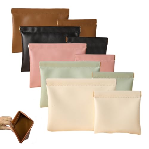 Pouchic - Personalized Snap Closure Leather Organizer Pouch, Pouchic Leather Organizer, Mini Pocket Cosmetic Bag (5 Set)