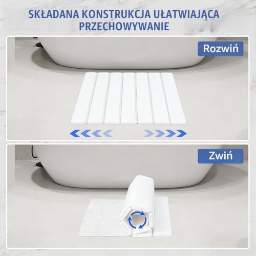 HouYa-Tec Antypoślizgowa i chłonąca mata do wanny z diatomitów, szybkoschnąca, antypoślizgowa, składana, odpowiednia do łazienki, kuchni i sypialni (Biały, M)