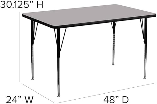 Miniatura 9 de Flash Furniture Mesa de actividades laminada térmica rectangular de roble de 24 pulgadas de ancho x 48 pulgadas de largo, patas ajustables en altura