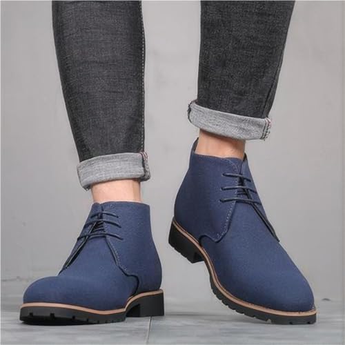 Męskie Zamszowe Sznurowane Buty Oxford Klasyczne Biznesowe Botki Chelsea Outdoor Casual Wytrzymałe Buty Turystyczne Chukka Niebieski 43 EU