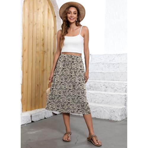 Image of Witsmile Flowy Skirt Elastic High Waist A-Line Skirt with Pockets Bohemia Cover-up for Women 2026 Trendy(S-2XL)