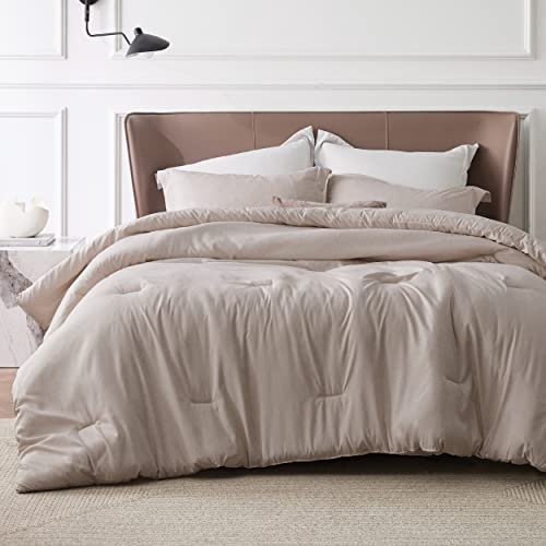 Bedsure Queen Comforter Set Kids - Warm Taupe Queen Size Comforter, Soft Bedding For All Seasons, Cationic Dyed Bedding Set, 3 Pieces, 1 Comforter (90"X90") And 2 Pillow Shams (20"X26"+2") #TOP13