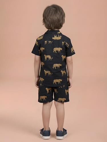 Image of POLKA TOTS Boys 100% Cotton Vacation Wear Co-ord Set | Trendy Printed Shirt & Shorts Combo for Kids | Breathable Summer Beach Outfit for Toddlers & Infants | Lightweight Daily Wear & Night Suit