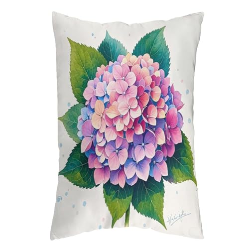 Watercolor Hydrangea Pillow Case Super Soft Breathable Smooth Pillowcase for Hair and Skin Cute Aesthetic Bed Sleeping Cooling Pillow Covers Gifts for Women Men 20x30