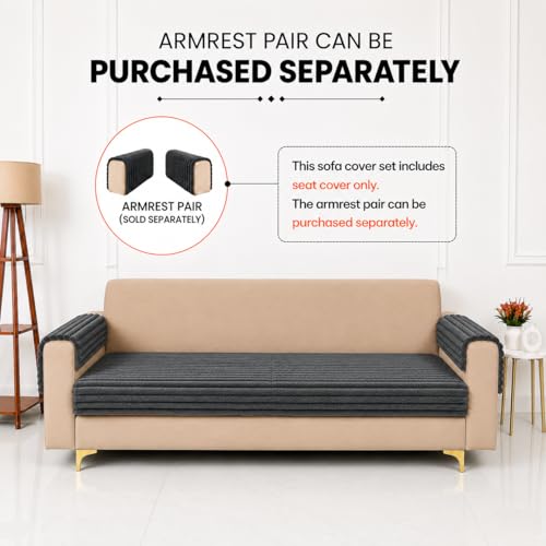 Image of Homerz Premium Rabbit Fur Sofa Cover with Anti-Skid Backing, Soft Plush Fabric Sofa Protector for Living Room Furniture (Grey, 7 (3+2+2) Seater, Only Seat Cover)