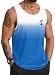 VOGSTART Mens Graphic Tank Gradient Dri Fit Shirt Casual Printed Muscle Vacation Sleeveless Top Blue XL