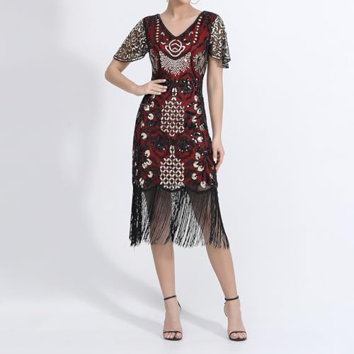 Robe des années 20 pour femme Gatsby avec franges et paillettes costume Charleston - 4