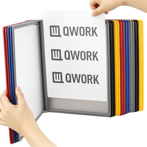 QWORK® Wand Sichttafelsystem - 20X Sichttafeln A4 - Mehrfarbig Dokumentenhalter für Messehallen, Restaurants, Büros, öffentliche Plätze