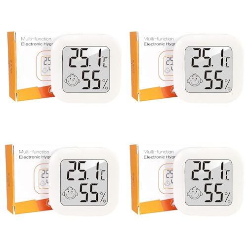 Termómetro interior, mini LCD digital, termómetro interior, alta precisión, pequeño termómetro interior, exterior, pared, para casa, dormitorio, bebé, cultura y cueva, juego de 4