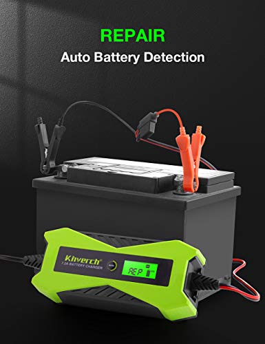 Kinverch Smart Battery Charger/Maintainer 6V/12V 7.2A Fully Automatic Battery Charger For Automotive Cars, Motorcycles, Lawn Tractors #TOP2