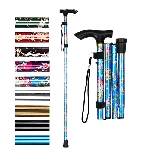 HATAF® Walking Stick, Folding Walking Sticks for Women, Folding Walking Sticks for Men, Mobility Aids walking stick rubber ends, disability aids folding walking sticks for ladies (Blue Flowers)