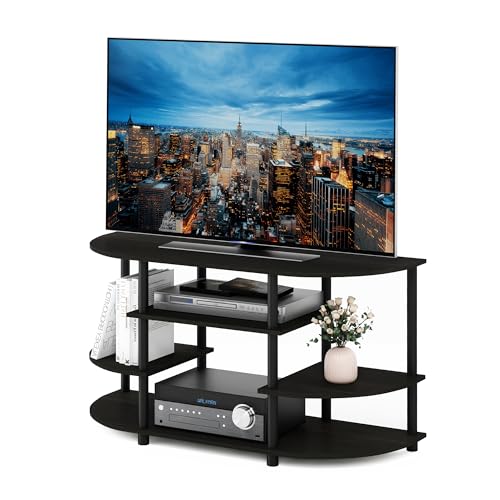 Furinno JAYA Simple Design Corner TV Stand, Espresso/Black