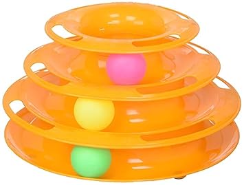 Pups&Pets Plastic Tower of Tracks Cat Toy with Balls Pet Amusement Interactive Board Game Toys - Colour May Vary.