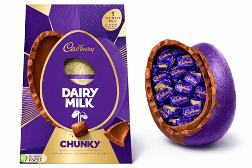 Cadbury Dairy Milk Giant Ultimate Chunky Chocolate Easter Egg Includes 1 Large Chocolate Shell and 8 Cadbury Dairy Milk Chunks Perfect For Easter Egg Hunt Great Gift For Kids & Adults School Offices