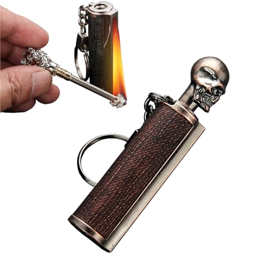 Accendino a cherosene con portachiavi, accendino a fiammifero vintage in rilievo, compatto e portatile, antivento e impermeabile, adatto for campeggio/escursionismo (cherosene non incluso)(Copper1)