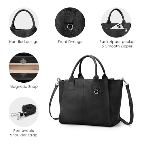 Image of befen Genuine Leather Satchel Purses for Women, Triple Pocket Designer Medium Top-handle Crossbody tote Shoulder Handbag