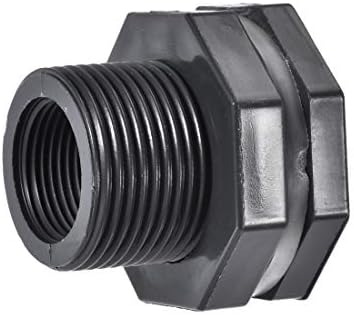 Tnuocke 2PCS PVC Bulkhead Fitting 3/4 Inch,Water Tank Connector Adapter,Thru-Bulk Pipe Fitting For Rain Barrels, Aquariums,Water Tanks,Pools(Grey) H-007-2