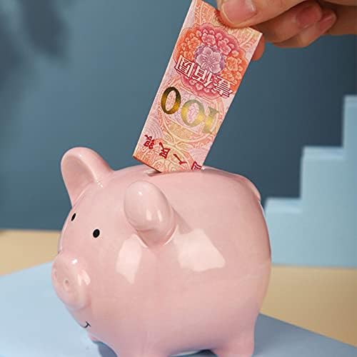 Ceramic Piggy Bank Mini Small Cute Coin Box Saving Fun Gift Coin Bank for Kids Girls Boys, Money Bank, Desktop Ornaments for Children and Adults, Pink