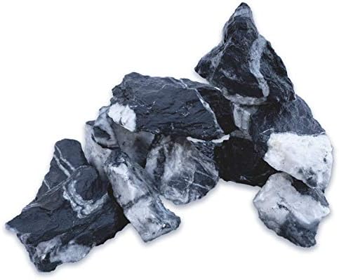 Natural Slate Natural Slate/Quartz Stones - Large 1 to 3 Inches. Quality Decor for Aquarium Aquascaping, Terrariums, Paludariums, Nano Tanks and Reptile Enclosures (5 lbs)