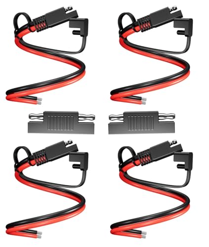BERLAT 4 Pack SAE Extension Cable, 14Awg 30Cm Automotive Dc Power Extension for Solar Battery Connection and Transfer, and Automotive Batteries Transfer etc-with Protective Cover
