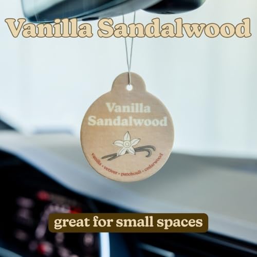 Image of Happy Wax Vanilla Sandalwood Car Charms 4-Pack - Scent Notes: Vanilla, Vetiver, Patchouli and Cedarwood
